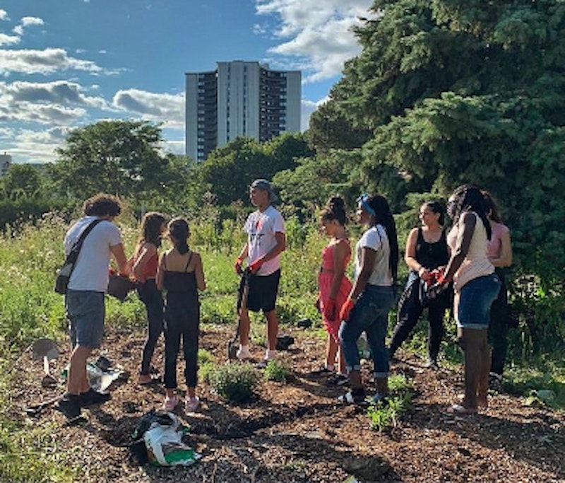 youth is on a cleaning service project in the park