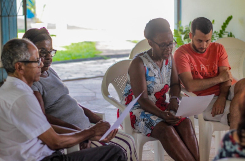 people of all ages are studying the message together